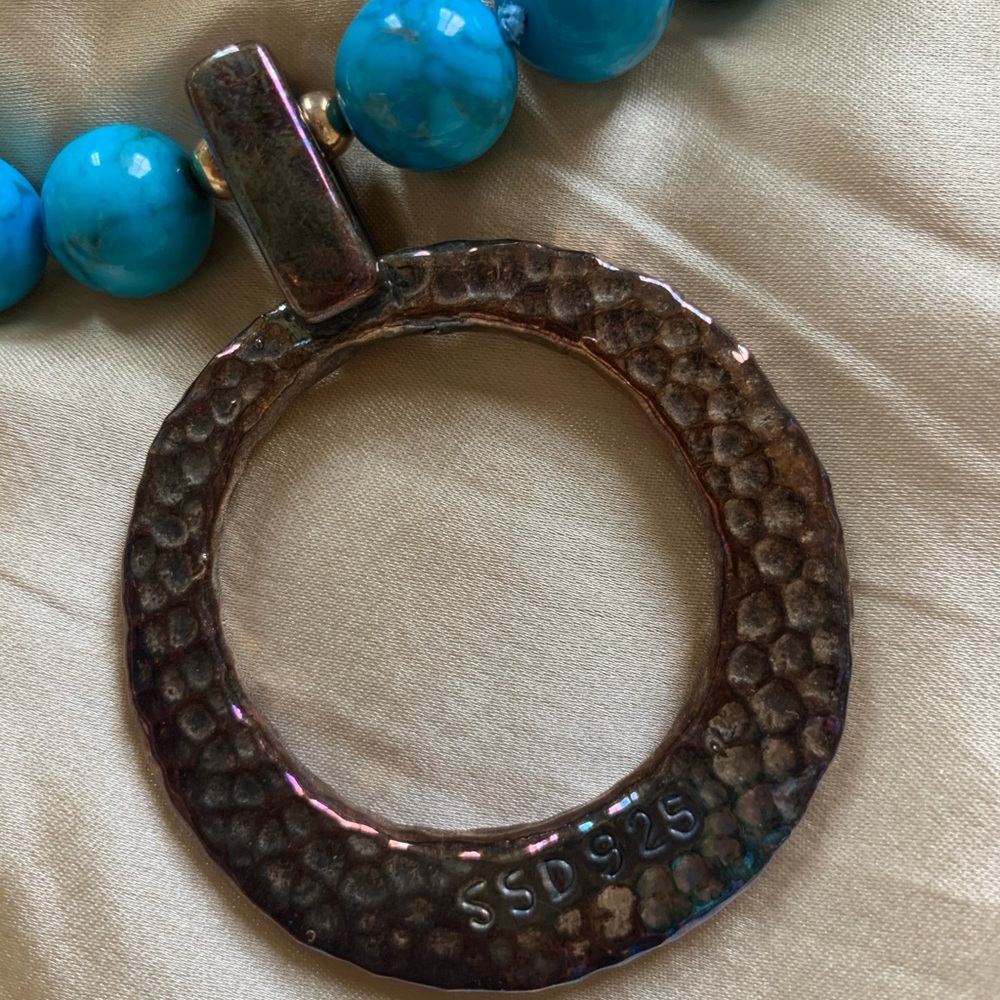 SIMON SEBBAG TURQUOISE STONE PENDANT NECKLACE - Picture 2 of 4